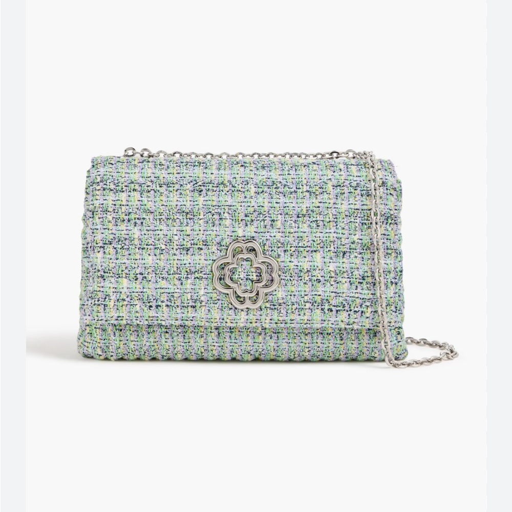 Maje Mint Tweed Chain Shoulder Bag